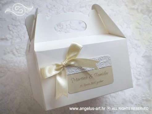 white wedding cake box