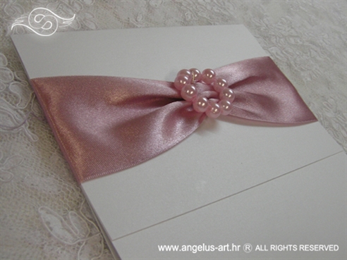 white invitation for baptism with pink details