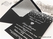 Pozivnica za vjenčanje - Black Silver Heart Line