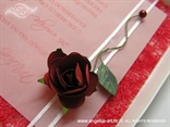 crvena ruža na ekskluzivnoj pozivnici