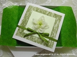 ekskluzivna pozivnica u kutiji sa zelenim dekoracijama i cvijetom