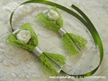 kitica i narukvica za vjenčanje zelena mreža sa satenskom trakom