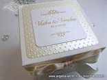 wedding cake box with a satin bow