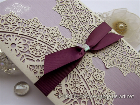laser cut lilac wedding invitation