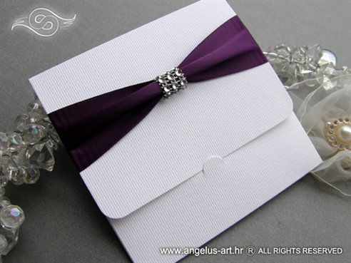 modern purple wedding invitation with zircons