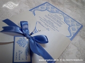 Pozivnica za vjenčanje Blue Damask Beauty