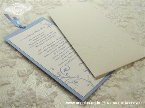plavo bijela pozivnica za vjenčanje na izvlačenje