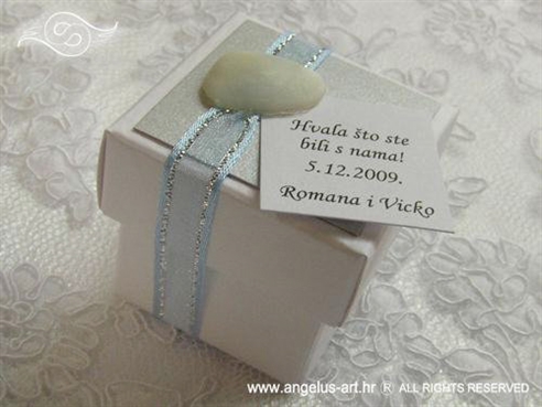plavo srebrni konfet za vjenčanje s bombonima i školjkom