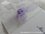 pozivnica za vjenčanje lila organdij mašnica i ružica detalj