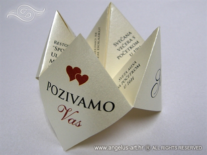 wedding invitation origami fortune teller