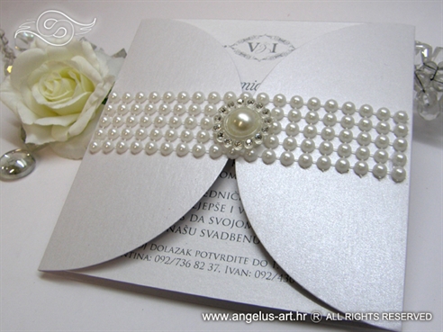 wedding invitation with pearls