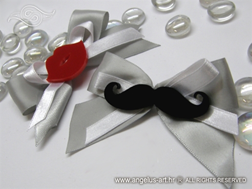 boutonniere and bracelet for wedding guests with moustaches