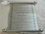 silver scroll invitation for baptism