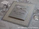 srebrna pozivnica za vjenčanje s blindruckom i mašnom
