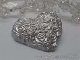 silver heart magnet with rose pattern