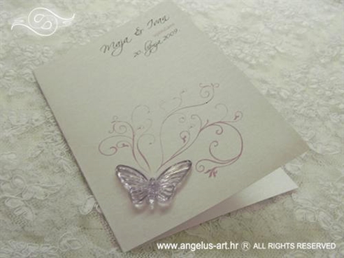 zahvalnica za vjenčanje s lila leptirom i tiskom