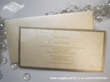 zlatna pozivnica za vjenčanje sa šampanj kuvertom i tiskom